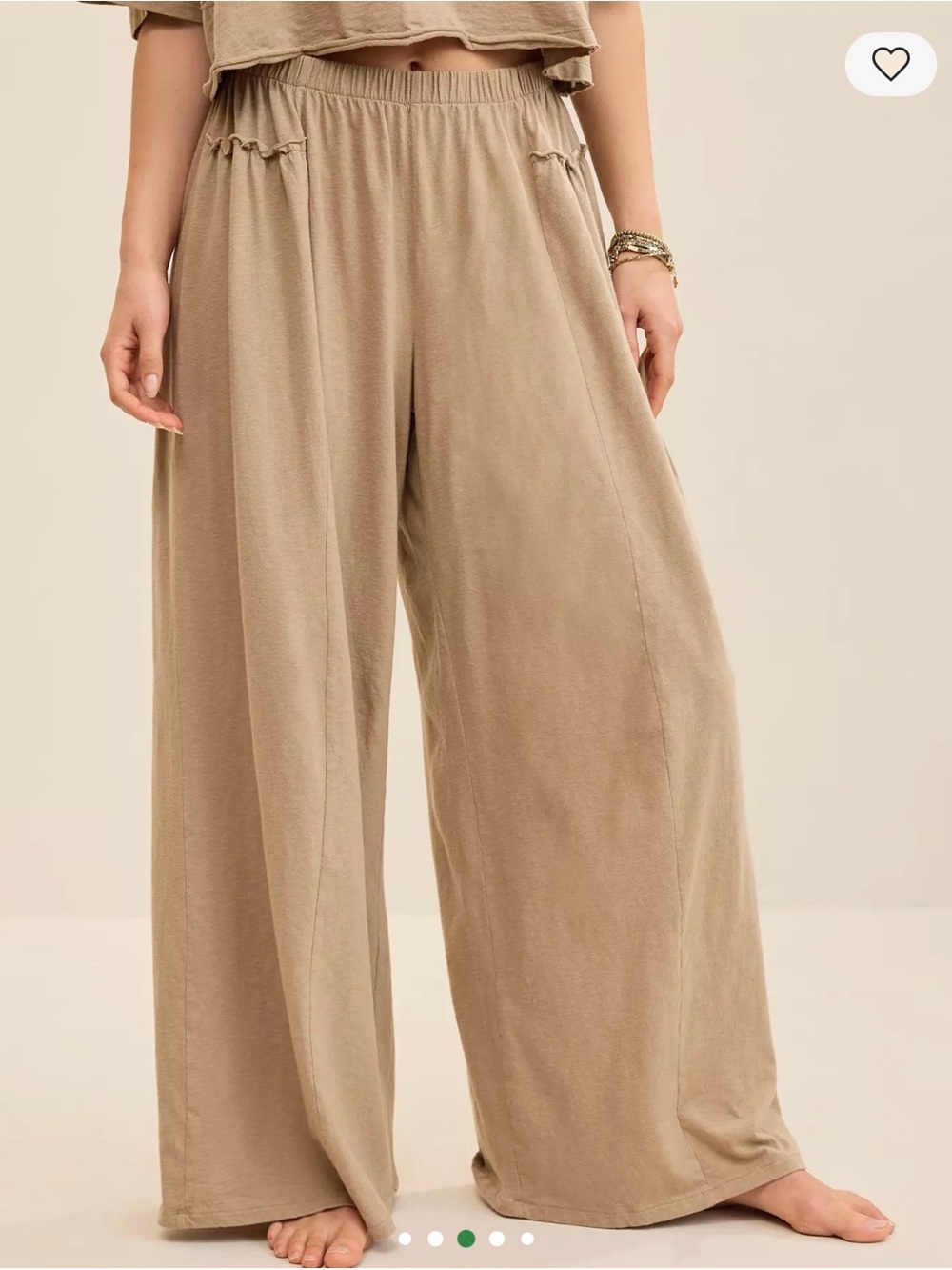 Tan Wide Leg Cotton Pants